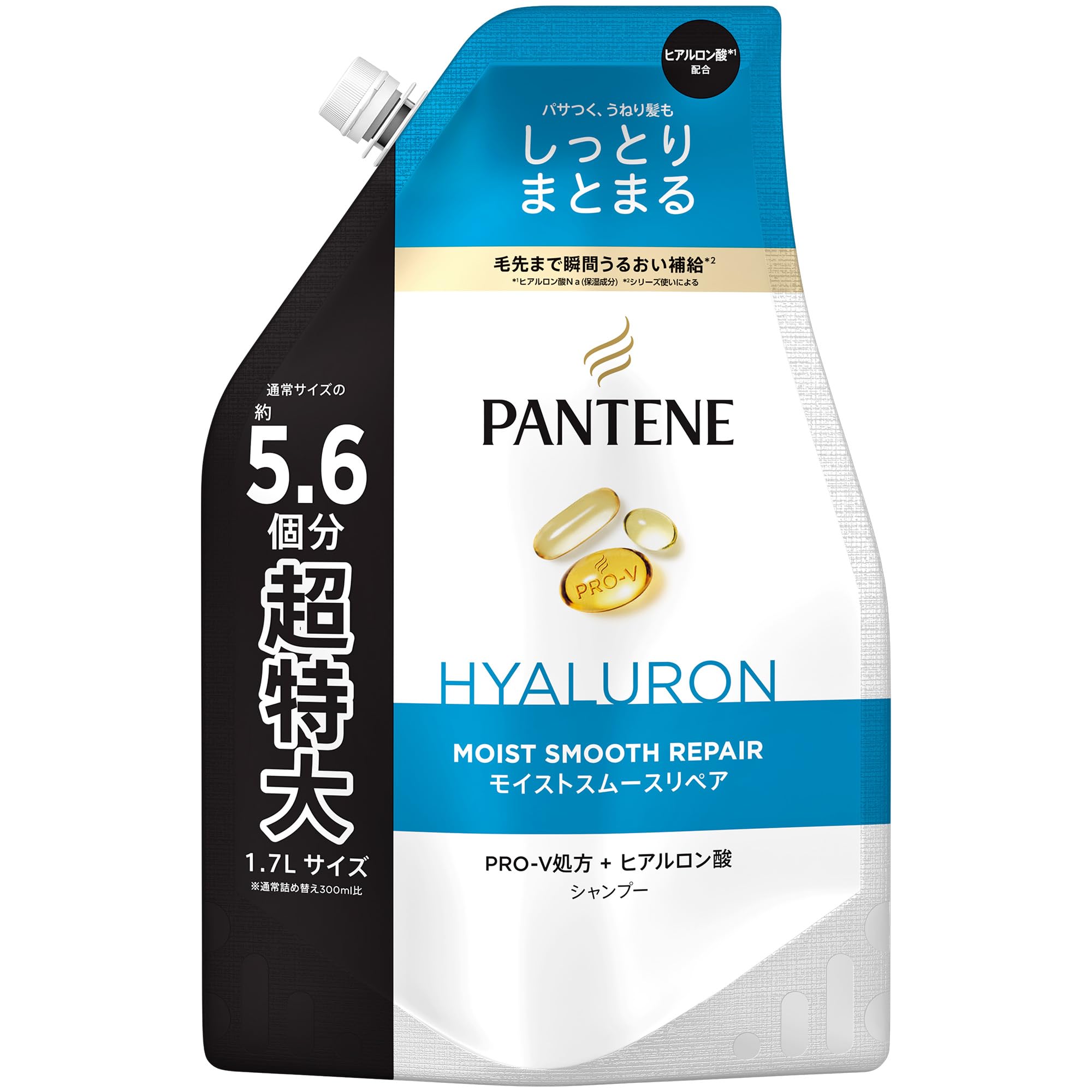 

Pantene Moist Smooth Repair Shampoo Refill Extra Large Size 1.7L Large Capacity