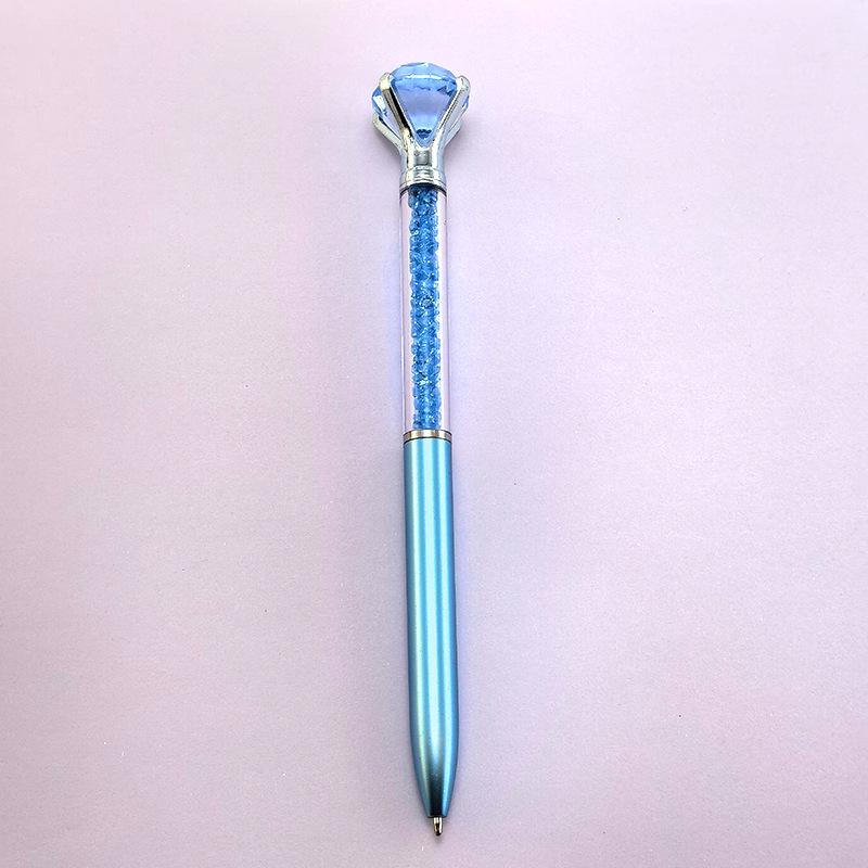 

Glitter Crystal Gem Ballpoint Pen with Big Diamond and Flowing Sand Bullet 0.7 светло-синий