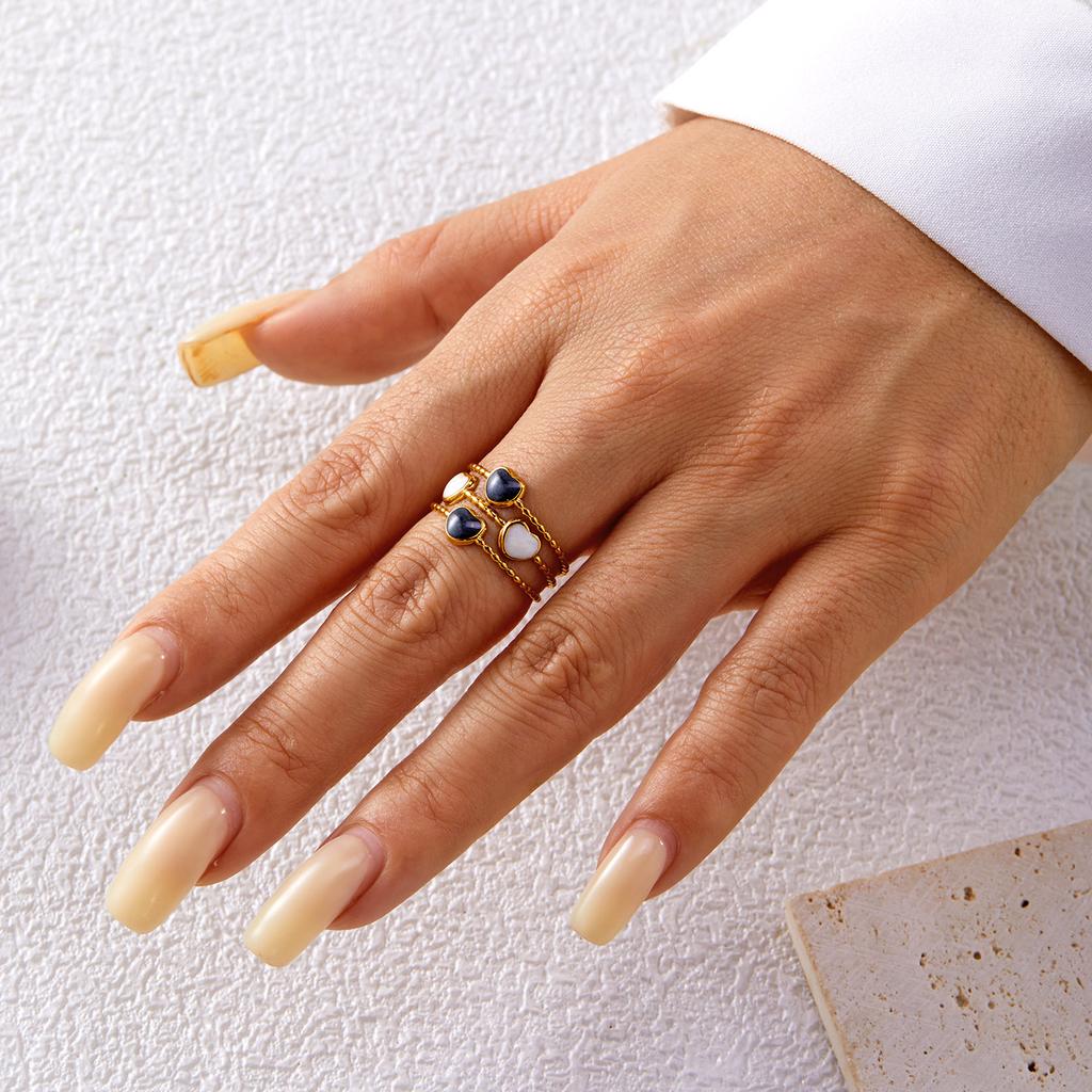 Stainless Steel Enamel Fashion Rings for Women Simple Trendy Trendy Adjustable Personality Jewelry Exquisite Minimalist Gift