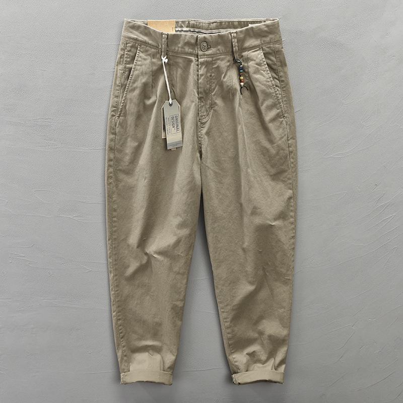 

Мужские брюки карго в стиле ретро Z301: Повседневные свободные брюки прямого кроя на весну/осень. 31 абрикосовый