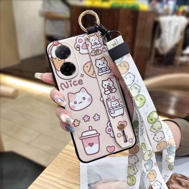 Ring Kickstand Phone Case For Redmi A5 4G/Xiaomi Poco C71 4G Cartoon Silicone Lanyard Shockproof Protective Soft Case