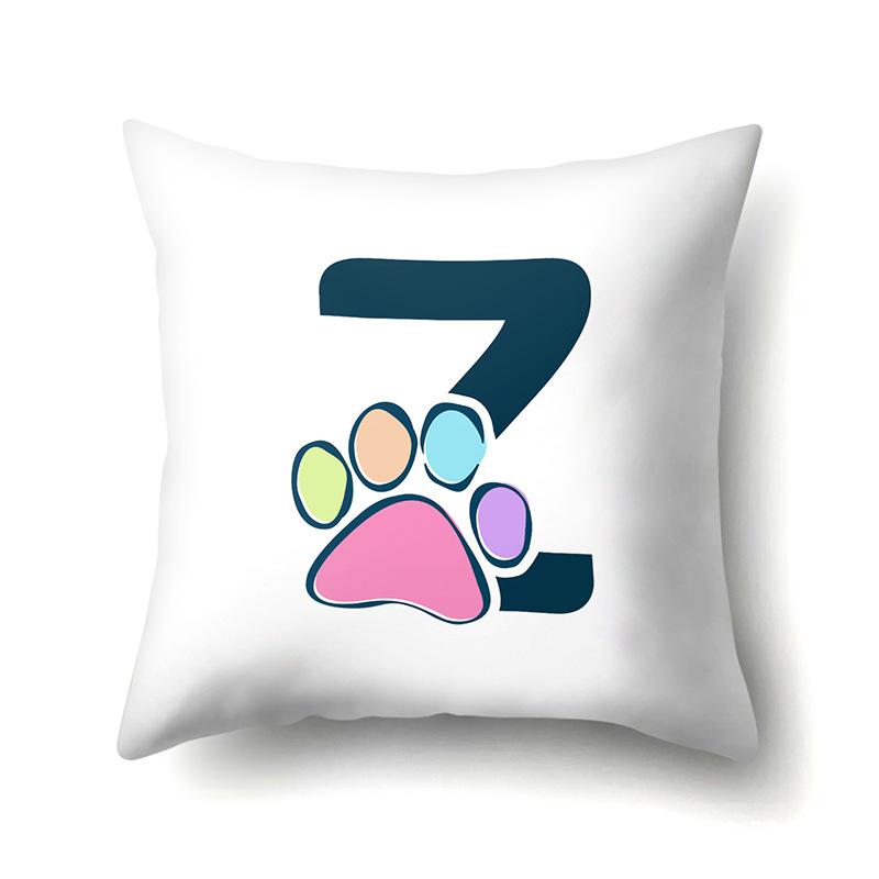 

Polyester Pillowcase Cute Footprints Home Car Decoration Pillowcase 26 English Letter Cushion Cover No pillow core