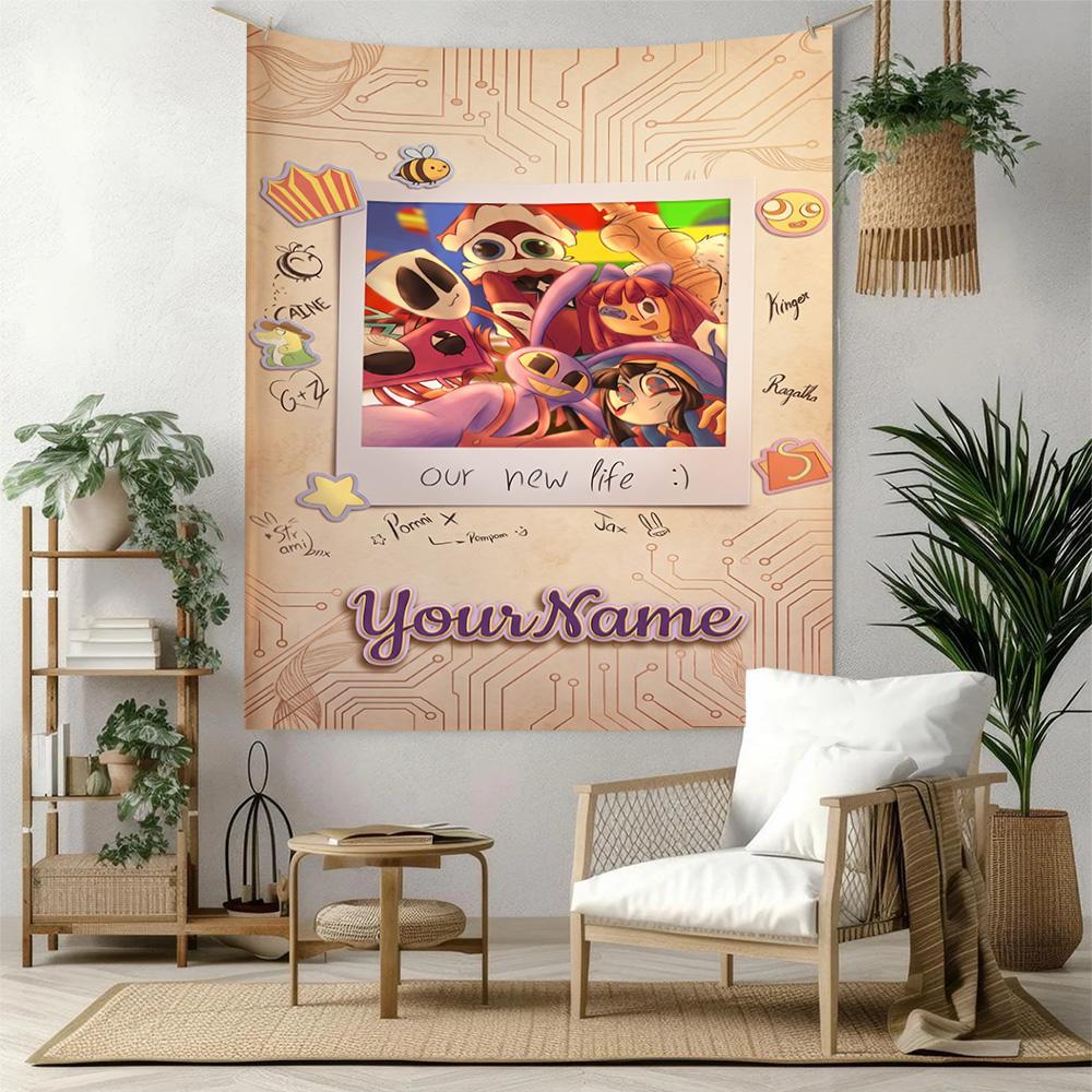 Digitaler Zirkus Individuell Ihr Name Wanddekoration Wandteppich Kunst Für Haustiermemorial Geburtstag Hochzeitsfeier Hintergrund Familien Geschenk