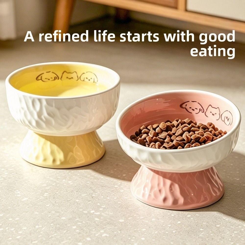 Ceramic Elevated Cat Bowl Anti-Vomiting Raised Pet Feeder Pet Food Water Bowl  Pet Supplies