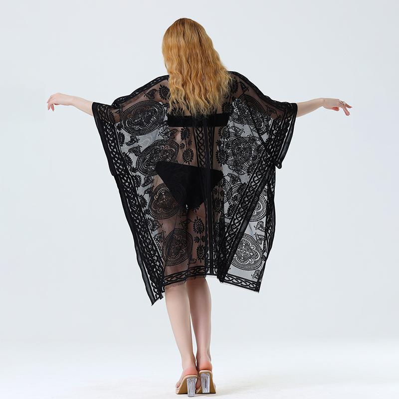 Swim Cover Up Lace White Beach Dress Sexy Long Cover up Woman Swimwear Bikini Tunic Long Pareos Robe Beachwear Outfit