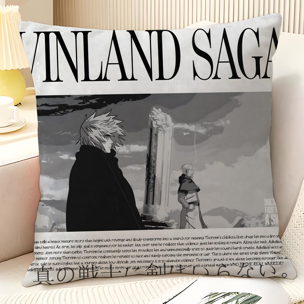 Cartoon Comic V-Vinland Sagapc 2 Pillow Case Natural Linen Organic Fabric Double-Sided Printing Sofa Home Decor Gift Pillow Case