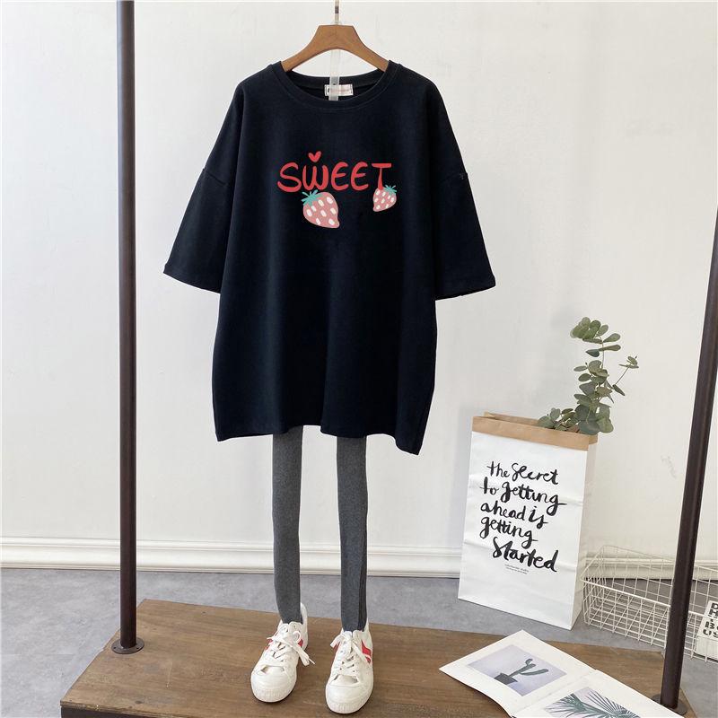 Korean Style Summer 2022 Loose Fit Nursing T-shirt for Pregnant Women - Short Sleeve, Mid-length, Plus Size, Trendy