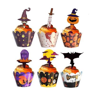 48/24 Stück Halloween Cupcakes Um den Rand der Karte Halloween Geistertag Kuchen Tassen Dekoration Karte