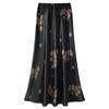 Women's Black and Gold Satin Print A-line Midi Skirt, High-Waisted Summer Fashion 2025