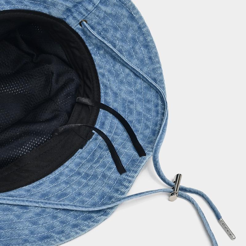 Nuovo Cappello Secchiello in Denim Lavato Donna Cappello da Sole da Esterno Unisex Cappelli Bob Panama da Pescatore