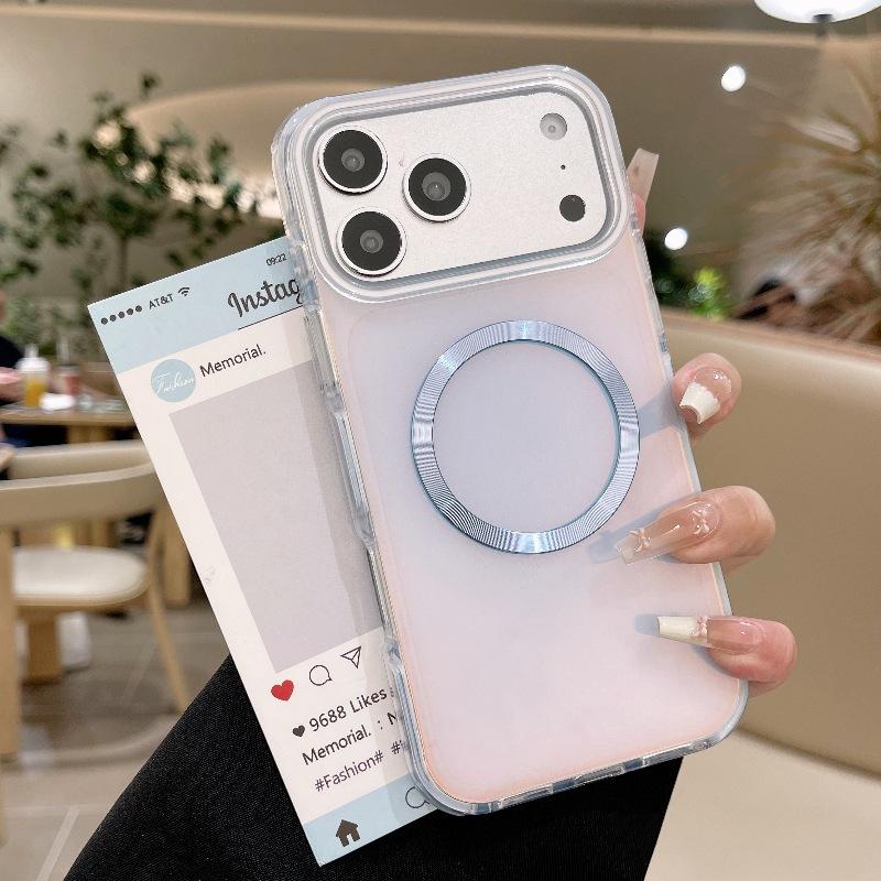 17 Applicable to Apple 16pm round edge colorful oil drip ring magnetic suction 15 mobile phone case iPhone14 anti-drop 13 protective case