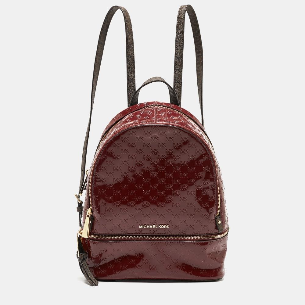 

Рюкзак Rhea из лакированной кожи и холста с покрытием Michael Kors бордовый