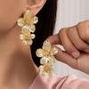 Fashion Vintage Gold Color Flower Drop Earrings Women Metal Waterproof Statement Stud Earring Stainless Steel Jewelry