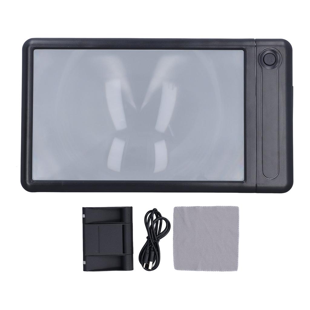 5X Reading Magnifier with Stand 43 LED 3 Brightness Full Page Rectangular Magnifier for Engraving Pr