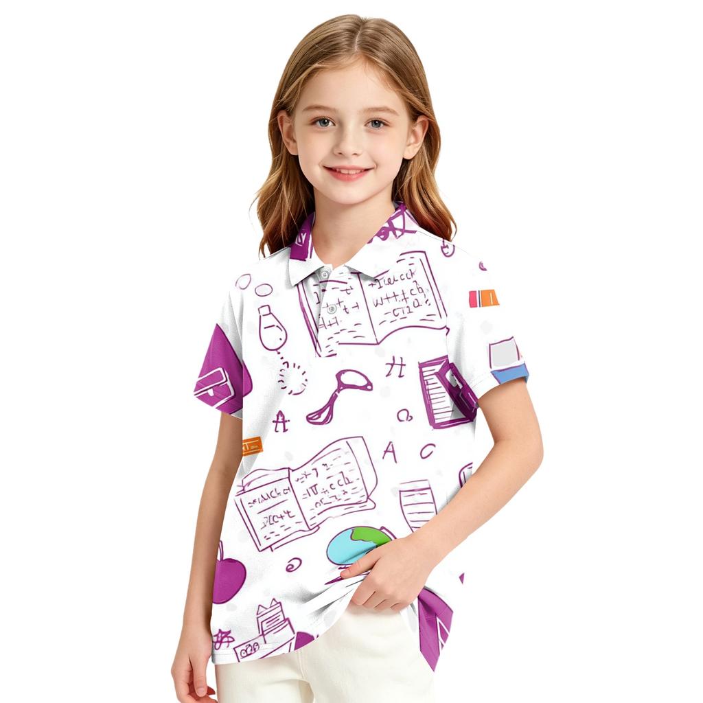 Girls' School Uniform Printed T-Shirt for Back To School Casual Wear