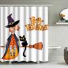 Halloween-Duschvorhang mit Hexe und schwarzer Katze Verleihen Sie Ihrer Badezimmerdekoration gruseligen Charme mit diesem Blickfang