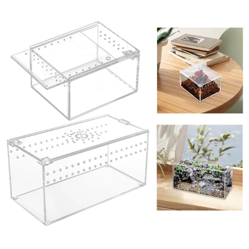 Reptile Terrarium Container Ventilation Lightweight Breathable Enclosure Acrylic Reptiles Cage for Terrapin Snake Amphibians