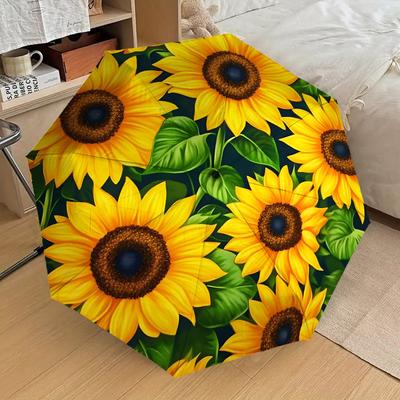 1PC Sunflower Pattern Umbrella-8-Rib Reinforced Portable Folding Travel Suitable for All Seasons Outdoor Daily Use-H0349