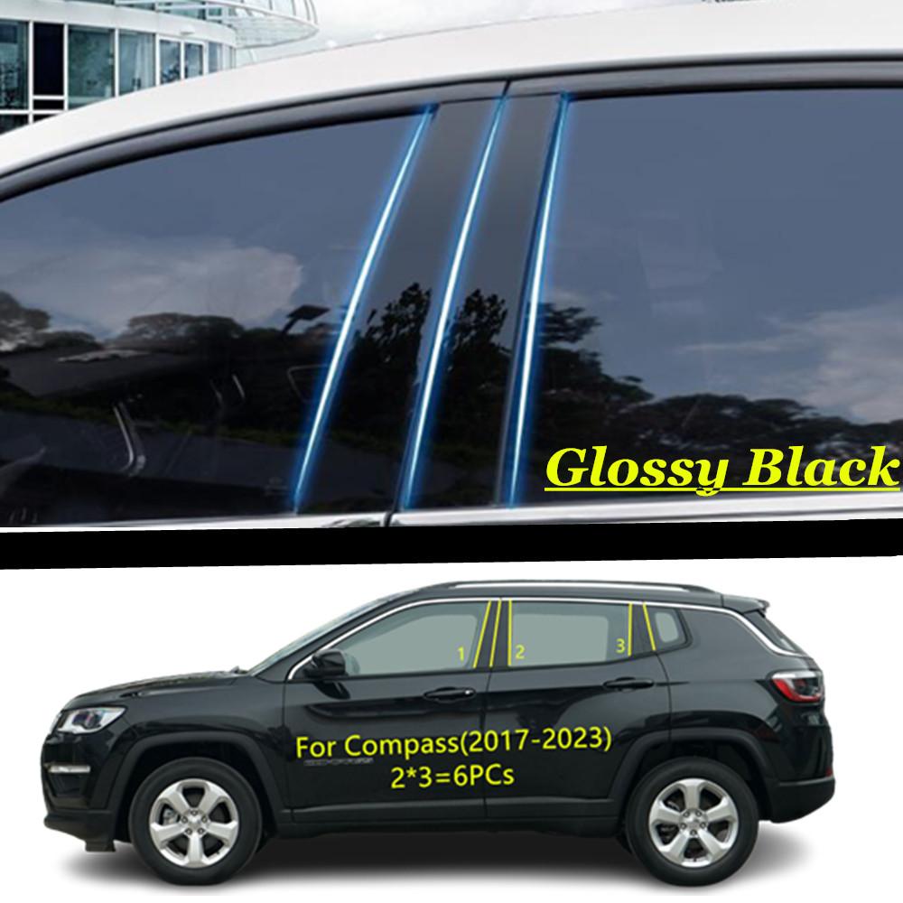 

For Jeep Compass 2007-2016 2017- Car PC Material Pillar Post Cover Door Trim Window Molding Sticker Plate Accessories Black 2017-2023