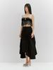 Minderly Shirring Ribbon Long Skirt - Black