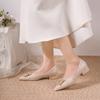 Fashion Crystal Square Button Block Heel Single Shoes Women's Pointed Toe Shallow Mouth Slip Non-Slip Low Heel Shoes