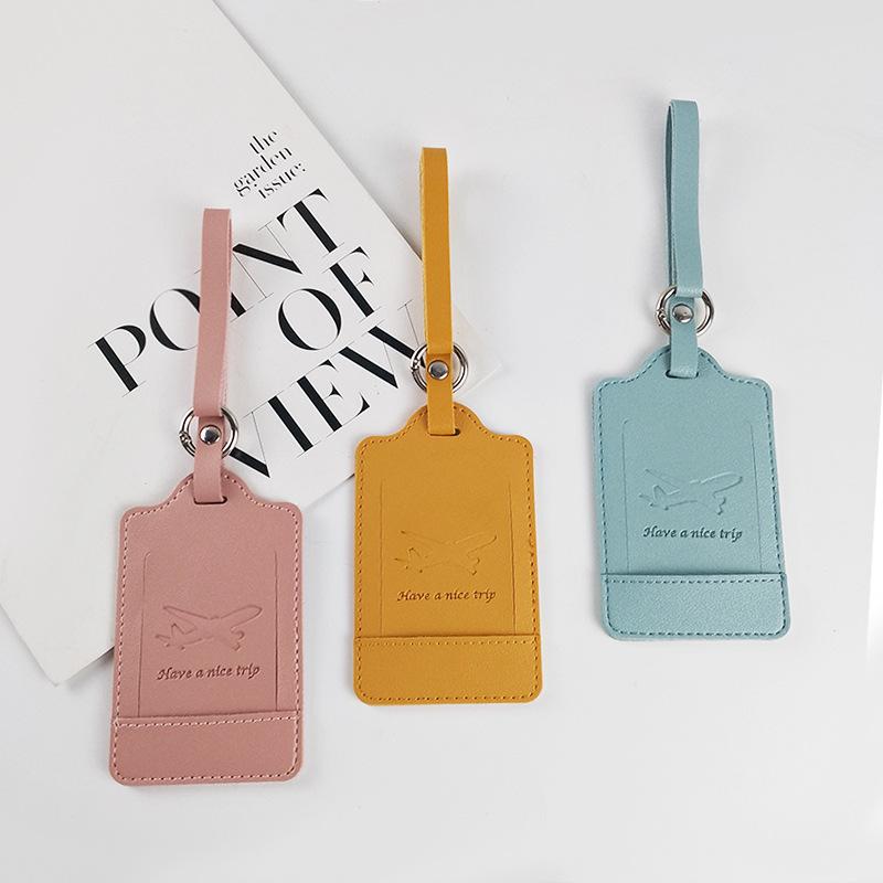 Round Ring Metal Luggage Tag with Extended PU Leather Strap