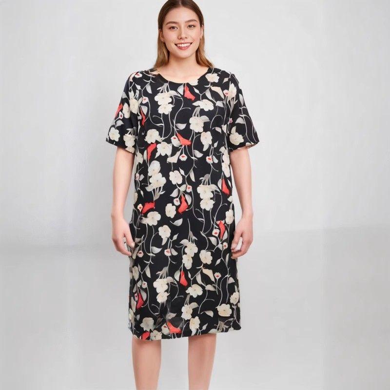 

European and American Loose plus Size Women s Clothing Premium Chiffon HANAJIRUSHI Straight A- line Dress 2023 New Summer Plus Size Ladies Color S