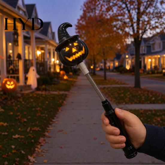 Ghost Light Decoration Halloween Party LED Glow Stick for Kids, Spooky Pumpkin No Flame Lighted Up Rod with Spring Holiday Favors Ritual