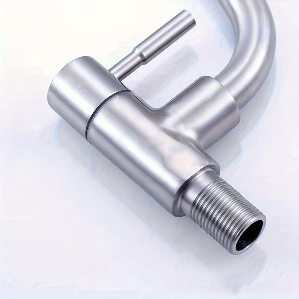 1pc SUS304 Stainless Steel Splash-Proof Faucet Brushed Finish Wall-Mounted Single Cold Faucet with Valve Core, Classic Design for Kitchen Sink Faucet