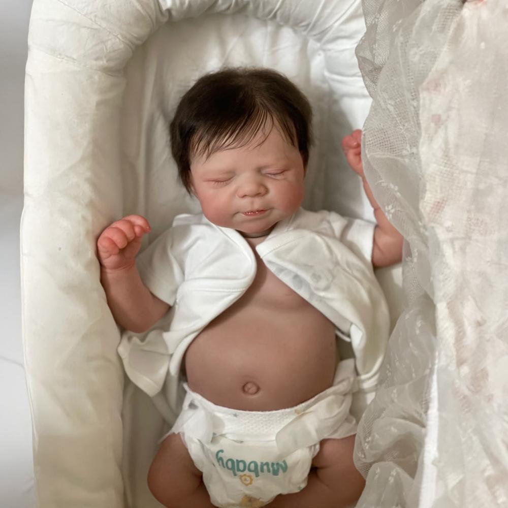 19 Inch Sleeping Reborn Baby Dolls Real Like Silicone Full Body Washable Simulation Doll Pascale Poseable Limbs Newborn Dolls for Kids Christmas Gifts
