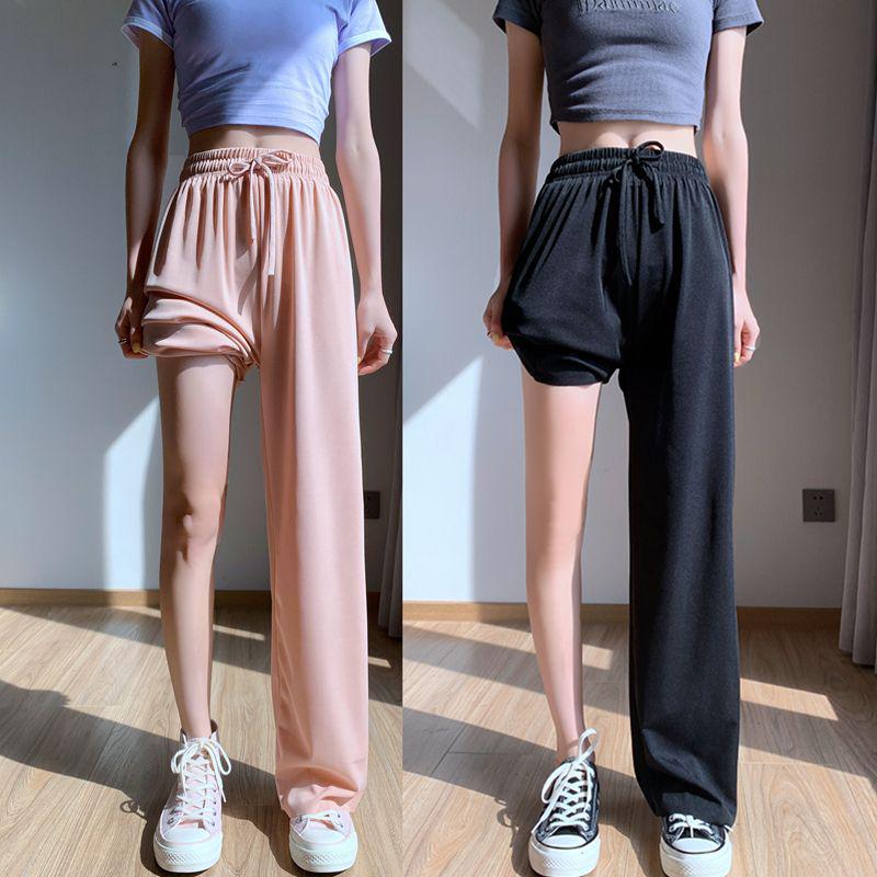 

Women s Summer Wide-Leg Ice Silk Pants: Lightweight, Breathable, and Sun-Protection Loose Fit Trousers 3XL