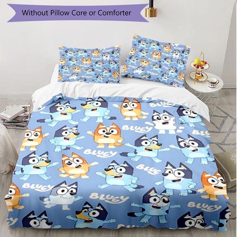 3pcs Duvet Cover Set (1*Duvet Cover + 2*Pillowcase, Without Core), Bluey Print Soft All‑Season Bedding Set, Home Bedroom Decor Gift
