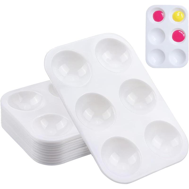"Children's White Plastic Painting Palette: Plum-Shaped Acrylic & Watercolor Tray"