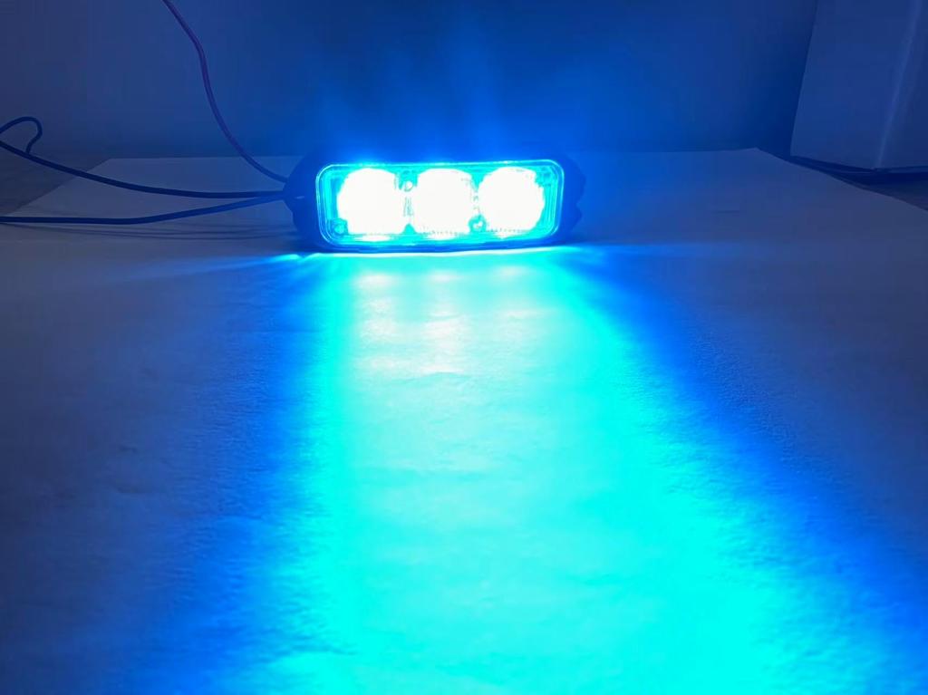 3 LED Flash Light, Blue Emitting Emergency Vehicle Warning Light, (Blue Blue)