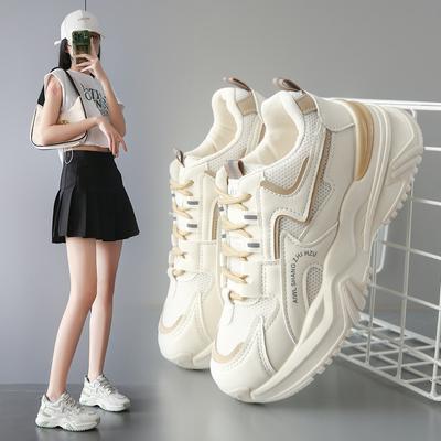 Kadın Günlük Ayakkabılar Baba Platformu Kalın Spor Ayakkabılar Moda Kama Kalın Taban Tenis Ayakkabıları Beyaz Yürüyüş Ayakkabıları Zapatos De Mujer