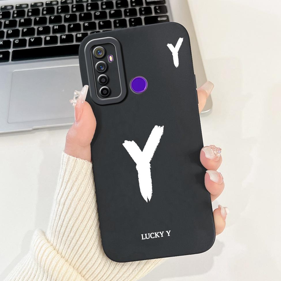 For Realme 5i RMX2030 6i RMX2040 Cover For Realme 6i Case Simple Fashion Letters A-Z Pattern Design Silicone Shockproof Bumper