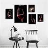 Red Wine Glass Oil Painting Prints Poster Modern Canvas Art Bar Restaurant Kitchen Wall Decoration Dinning Living Room Decor