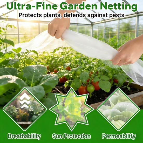 10Ft Insect Barrier Netting Fine Mesh Plant Cover Garden Row Cover Bird Netting for Raised Beds Greenhouse Vegetables Fruits