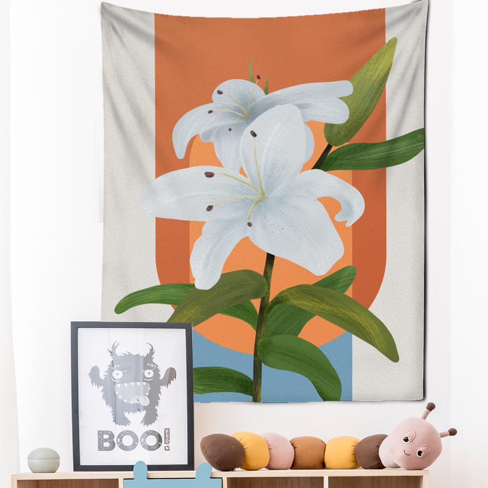 Tapiserie cu pictură în ulei, agățată pe perete, cu flori, stil boem, artă, hippie, tapiz, pentru dormitor pentru fete, decor acasă