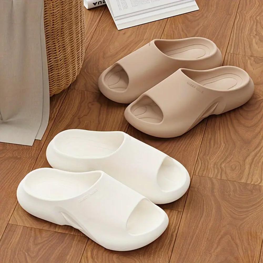 Jednoduché jednobarevné pantofle, ležérní boty s otevřenou špičkou a měkkou podrážkou, pohodlné domácí koupelnové pantofle