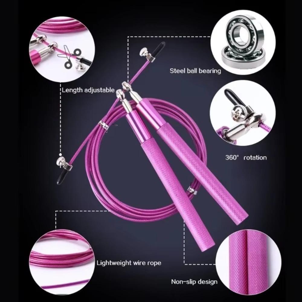 3 Meters Speed Skipping Rope Adjustable Aluminum Alloy Boxing Skipping Rope 360° Swivel Ball Bearing Steel Wire