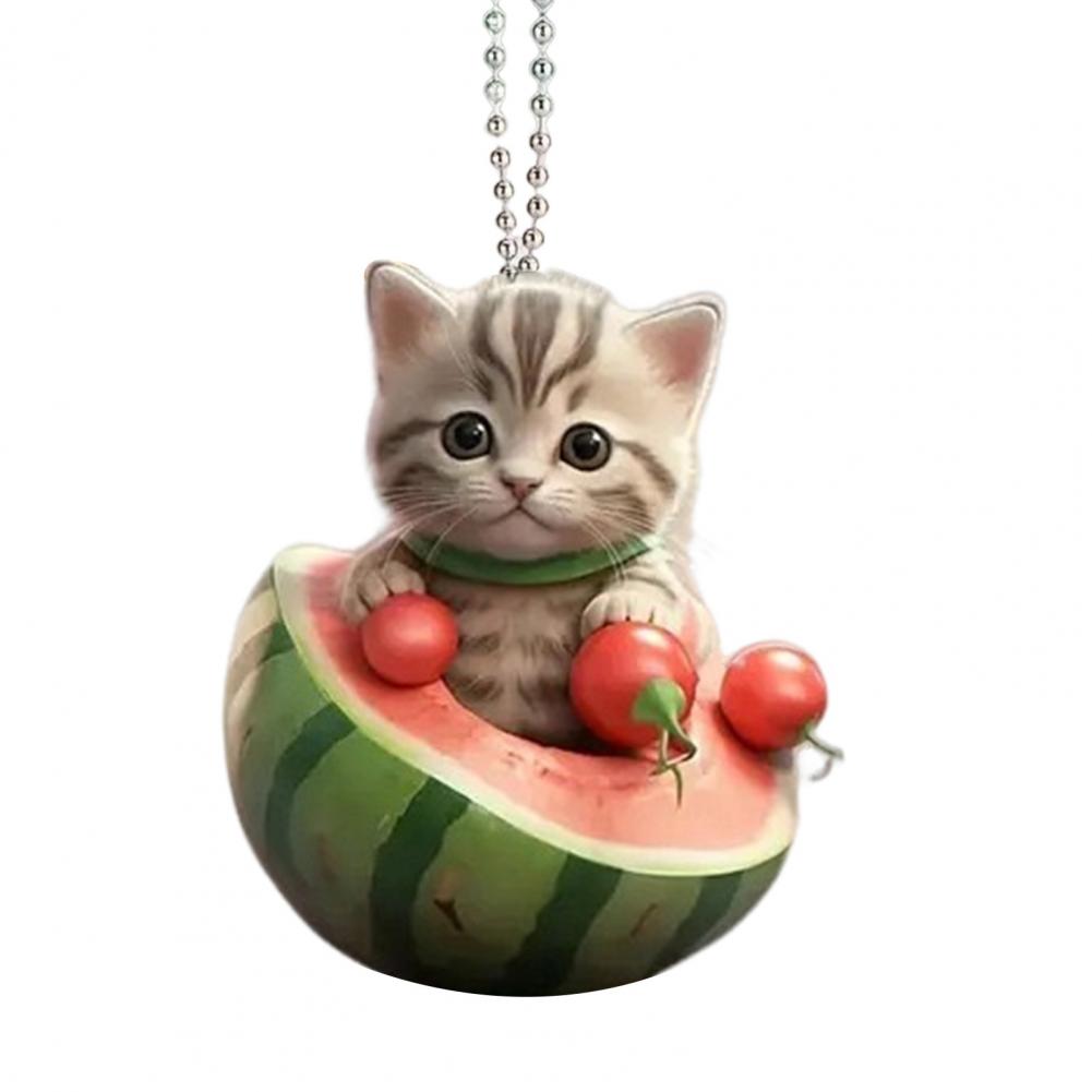 Cat Theme Ornament Cute Acrylic Cat Car Hanging Decoration for Home Office Cartoon Kitten Ornament Pendant for Auto Rearview