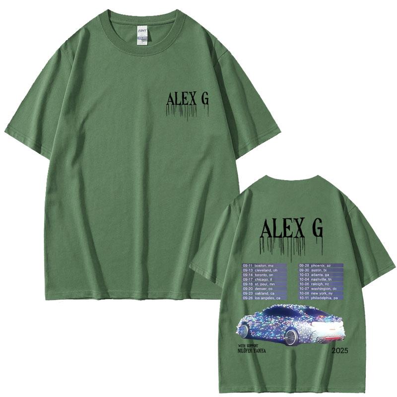 

Футболка Singer Alex G Tour 2025 Летняя Мужская Женская Хлопковая Повседневная Футболка с Круглым Вырезом Мужская Мода Оверсайз Футболки с Коротким Рукавом 4XL