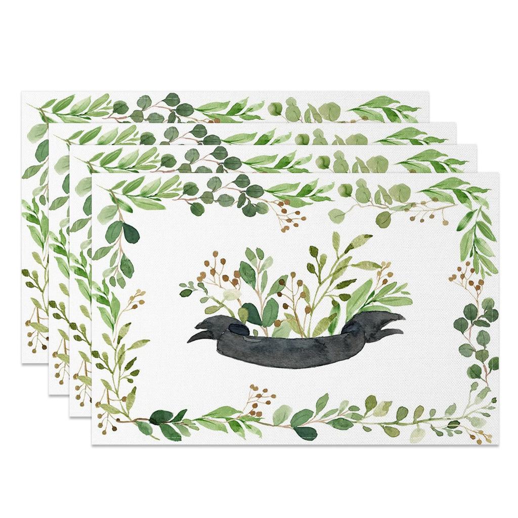 Modern Minimalist Table Mats Fresh Leaf Branch Pattern Placemats Natural Style Waterproof HeatResistant for Dining Kitchen Decor