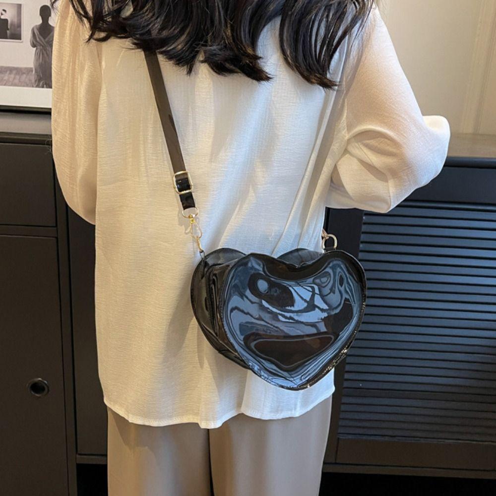 

Adjustable Strap Waterproof Shoulder Bag Candy Color Heart PVC Bag Teenagers