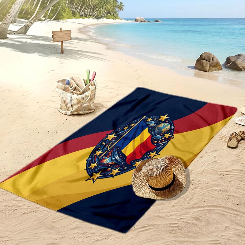 Romania Football Print Beach Towel Quick Dry Super Absorbent Soft Bath Towel for Swimming Beach Travel Fan Souvenir Gift