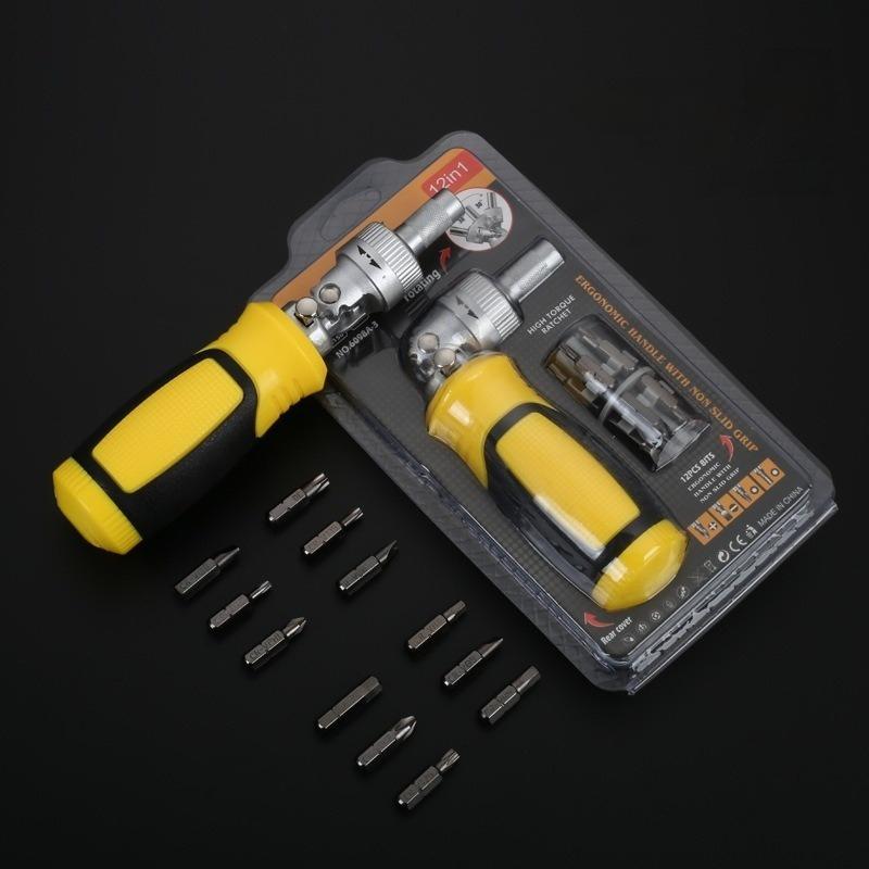 13-in-1 Ratchet Repair Screwdriver Set Flat Phillips Plum Blade Screwdriver Chrome Vanadium Steel