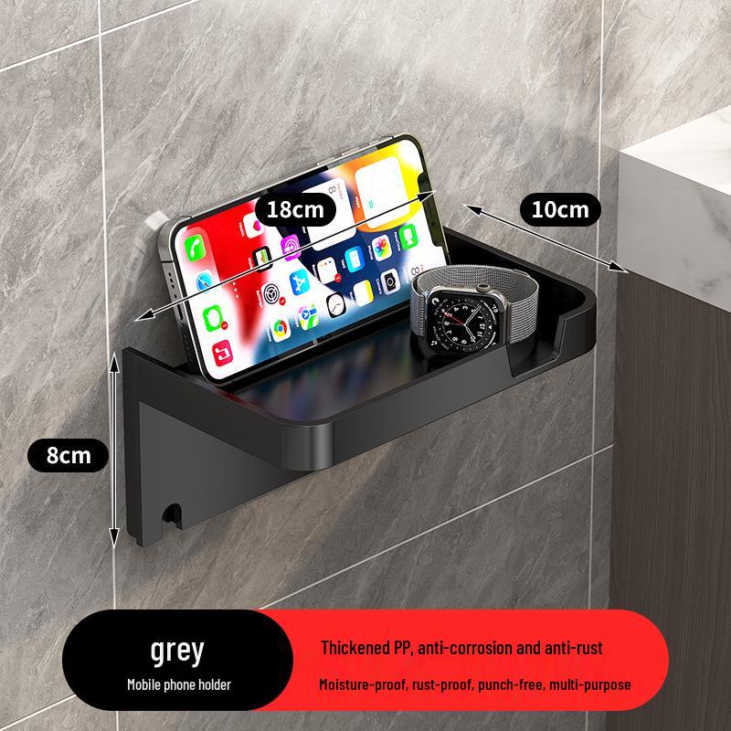No-Drill Wall-Mounted Toilet Paper Holder & Shelf with Pull-Out Tissue Box