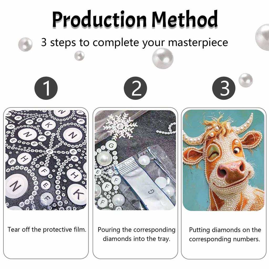 Pearl painting kit DIY cute cow portrait home decoration painting