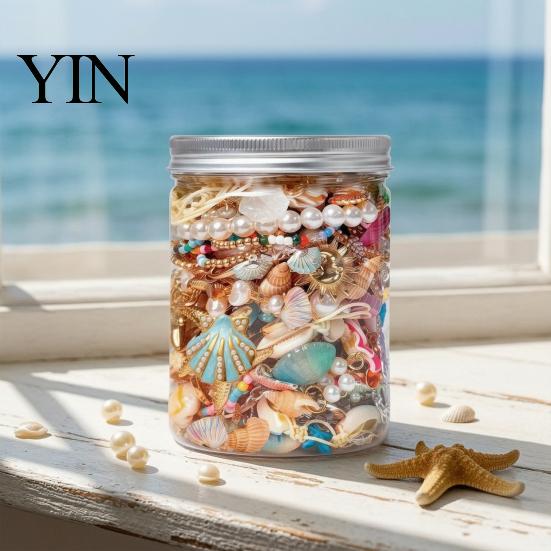 Random Jewelry Selection Mystery Jar for Women, Mixed Set with Necklace Vintage Assortment Earrings Ring Bracelet Brooch, Coastal Gift Family Friends